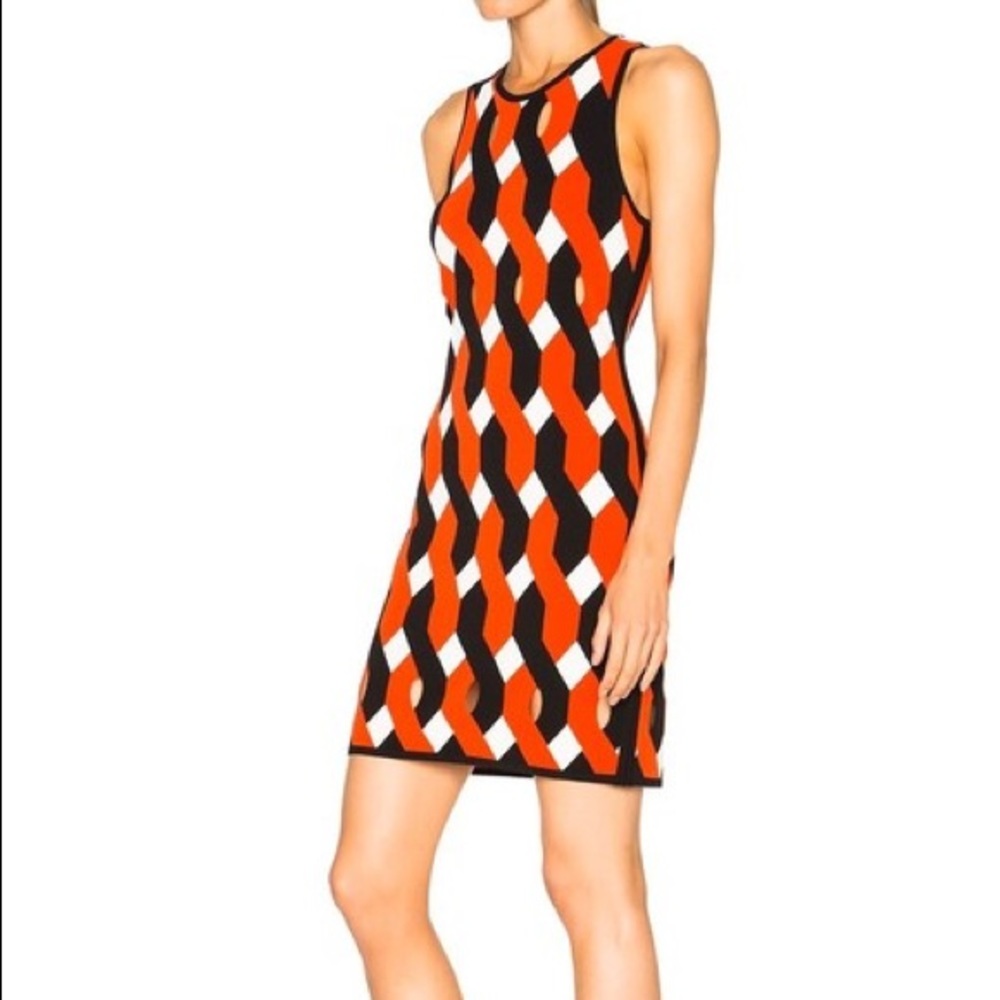 Rag & Bone Red Black White Olympia Geometric Pattern Knit Bodycon Dress